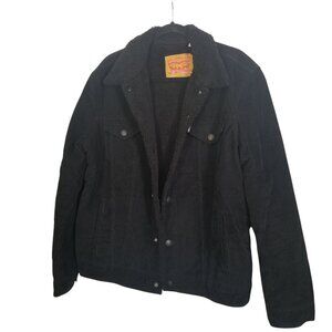 Levis  Men's Trucker Black Corduroy Sherpa Lined Jacket Sz L